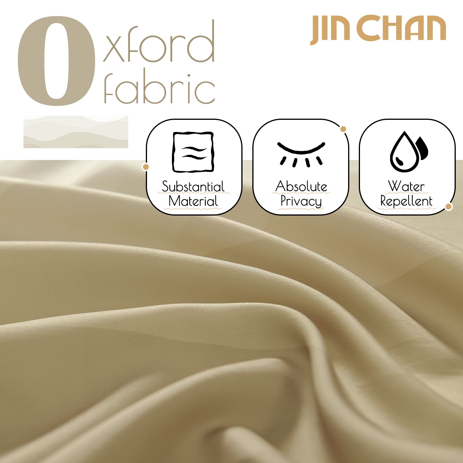 Jinchan Ombre Taupe Shower Curtain Fabric Shower Curtain Coastal Beach Ocean Wave Bathroom Shower Curtain Gradual Color Design N