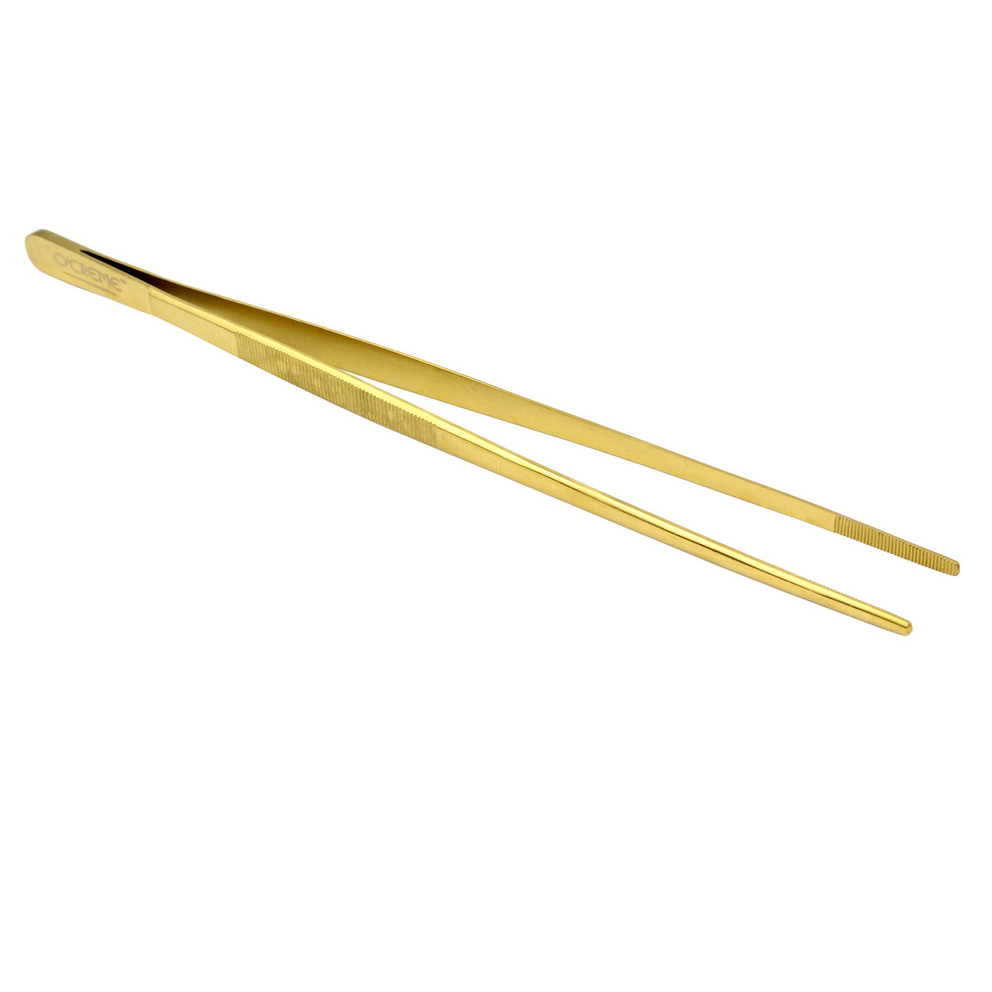 O'Creme 12 Inch Stainless Steel Precision Kitchen Culinary Tweezer Tongs (12''  Gold)