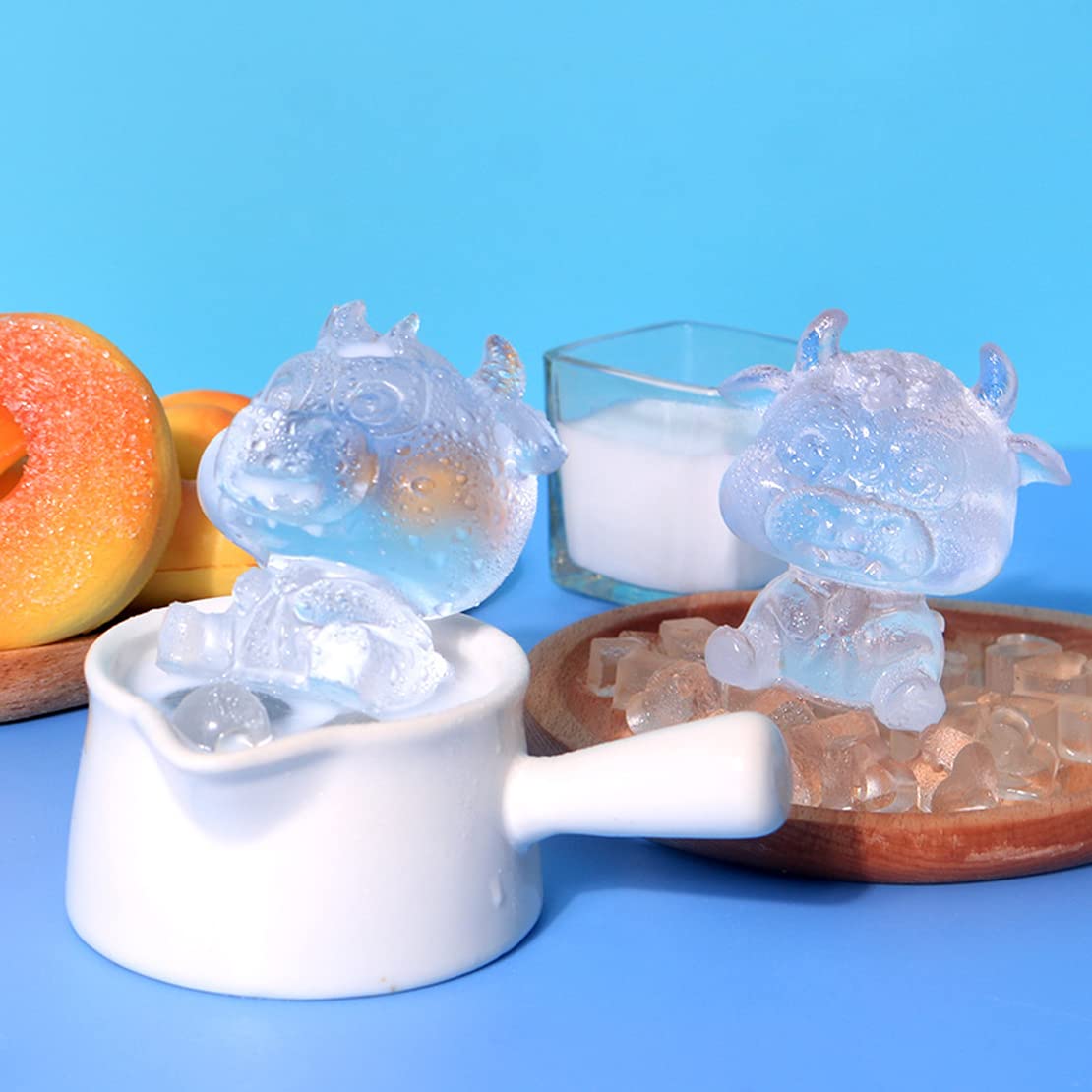 Deryarcle Cow Silicone Mold 3D Animal Resin Molds Cute Crystal Ornament Moulds Small Epoxy Resin Casting Mould For Home Desktop
