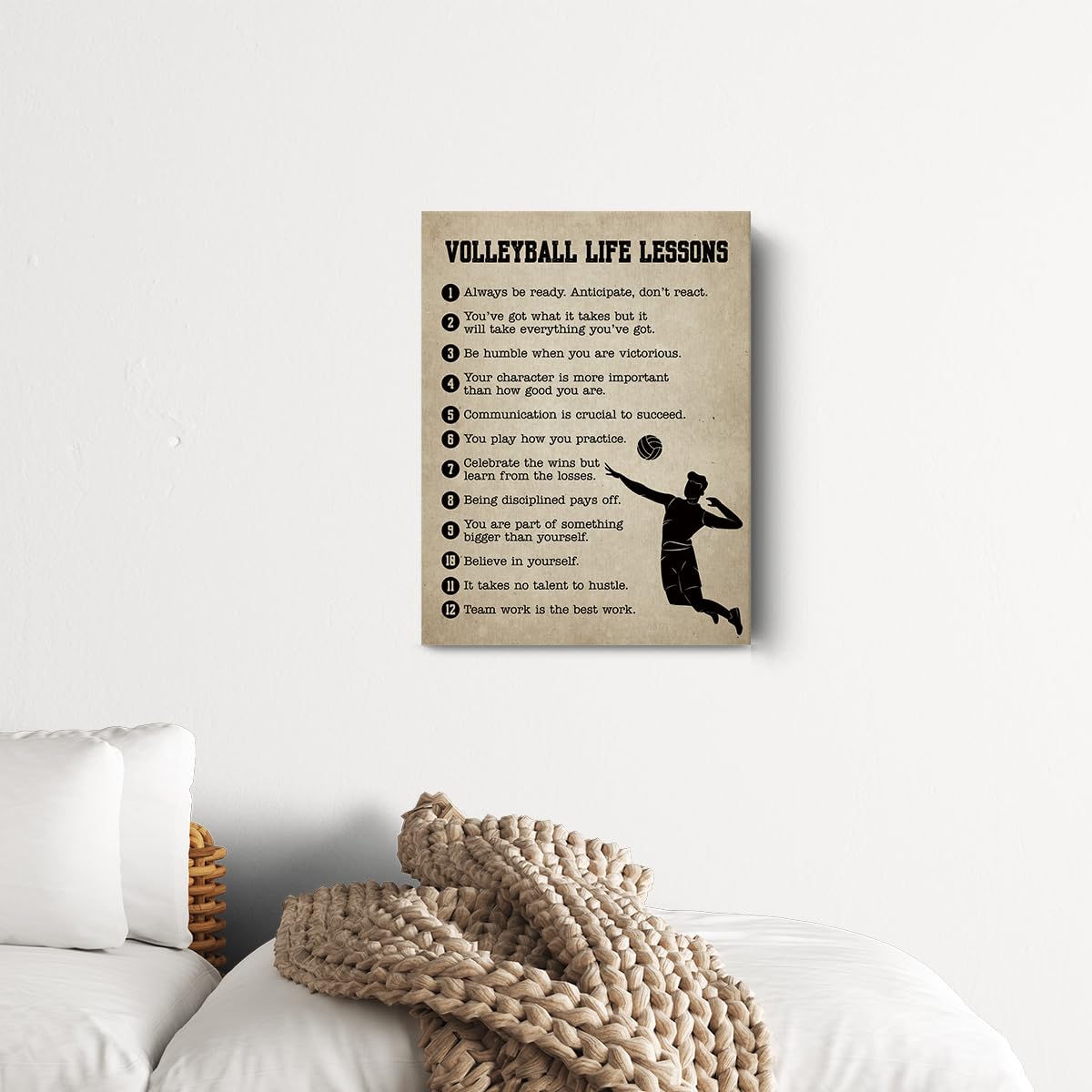 Volleyball Gifts Inspirational Wall Decor Canvas Wall Art Artwork Volleyball Framed Art Paintings Sports Posters For Men Athlete