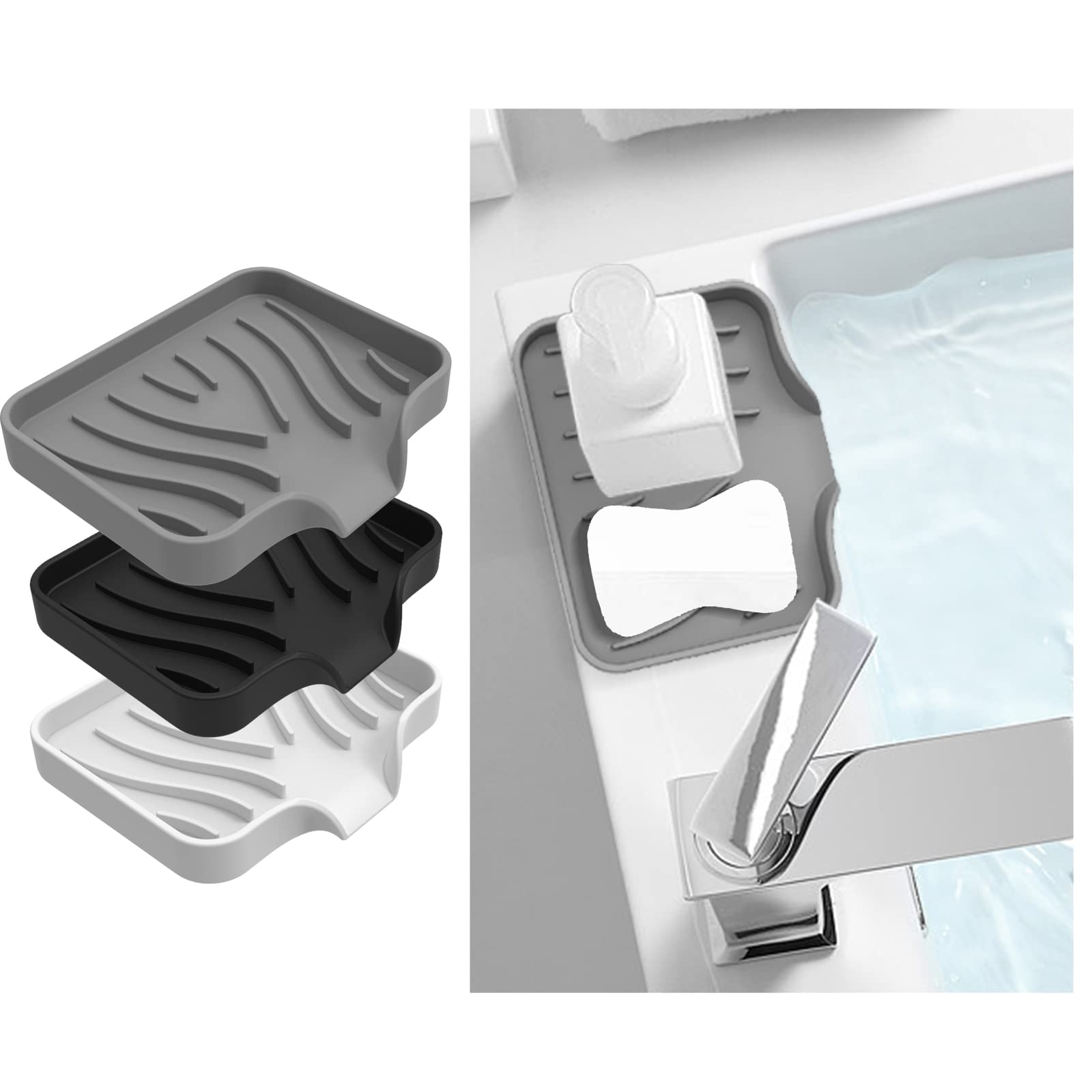 3 Pack Bar Soap Holder, Soap Dish For Shower, Easy To Clean, Soft Silicone Soap Holder, Self Draining Waterfall Soap Holder/Tray