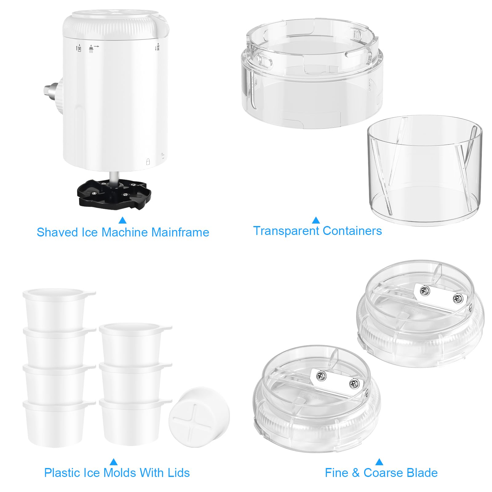 Shaved Ice Attachment For Kitchenaid Stand Mixers With 8 Ice Molds, Ice Shaver Attachment, Snow Cone Attachment/Maker With Coars