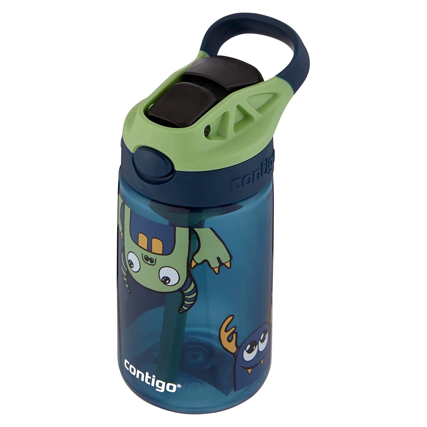 Contigo Kids Straw Water Bottle With Autospout Lid, 14Oz, Monsters