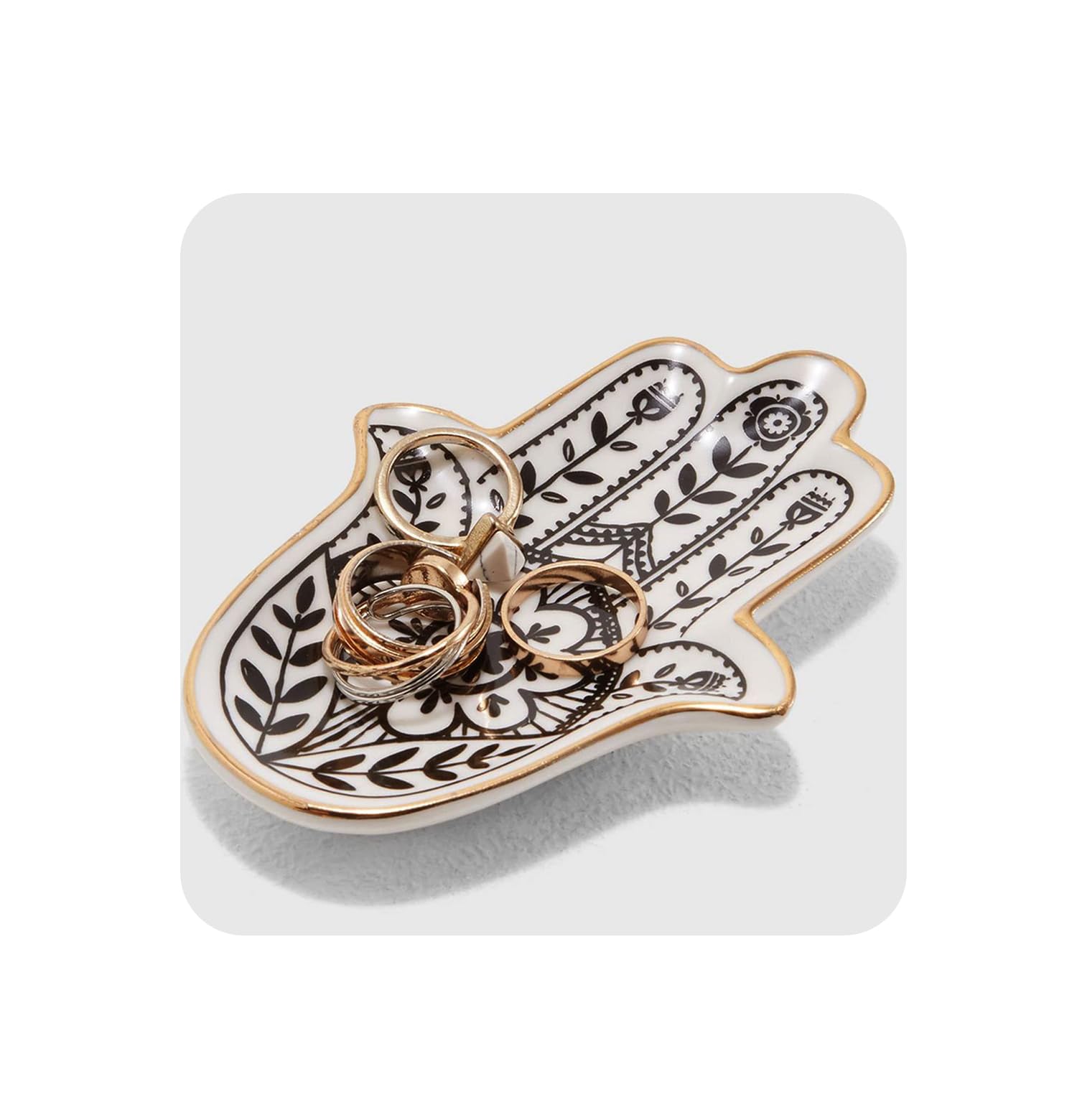 Funyo Trinket Dish Hamsa Ring Dish Ceramic Trinket Plate Small Decorative Jewelry Tray