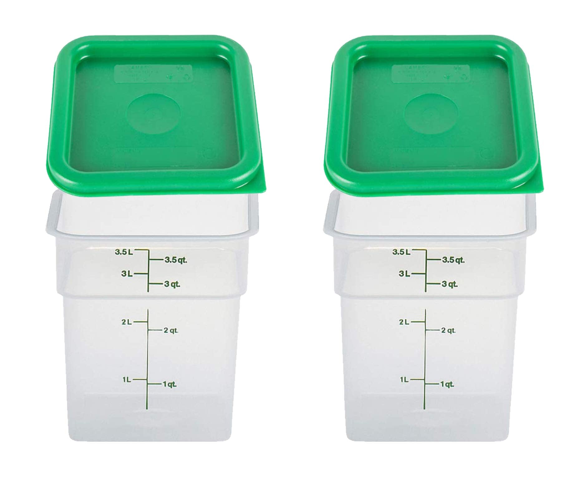 Cambro 4Sfspp190 4 Qt. Translucent Container With Sfc2452 Kelly Green Lid, 4Quart, Pack Of 2