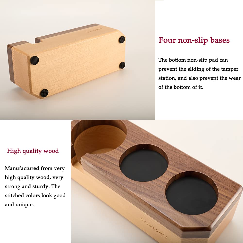 Tamping Station Wood Tamper Station Espresso Tamper Stand Anti-Slip Wooden Tamper Holder Station For 51/54/58Mm Portafilters, Ta