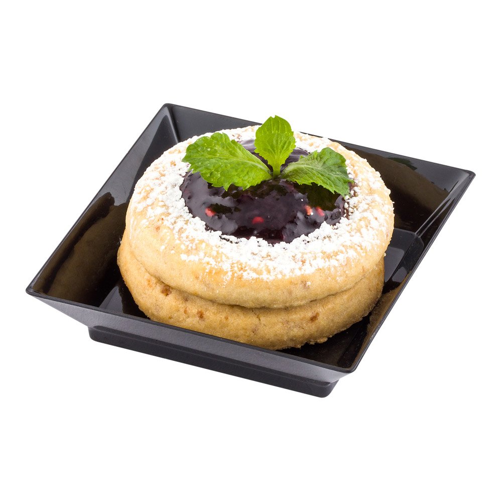 Restaurantware 2.5 X 2.5 Inch Mini Tasting Plates 100 Disposable Square Plastic Plates - Durable Stylish Black Plastic Hors D'Oe