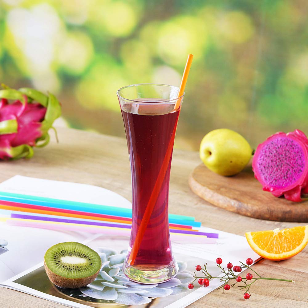 300 Pcs Colorful Plastic Long Disposable Drinking Straws. (0.23''Diameter And 10.2''Long)