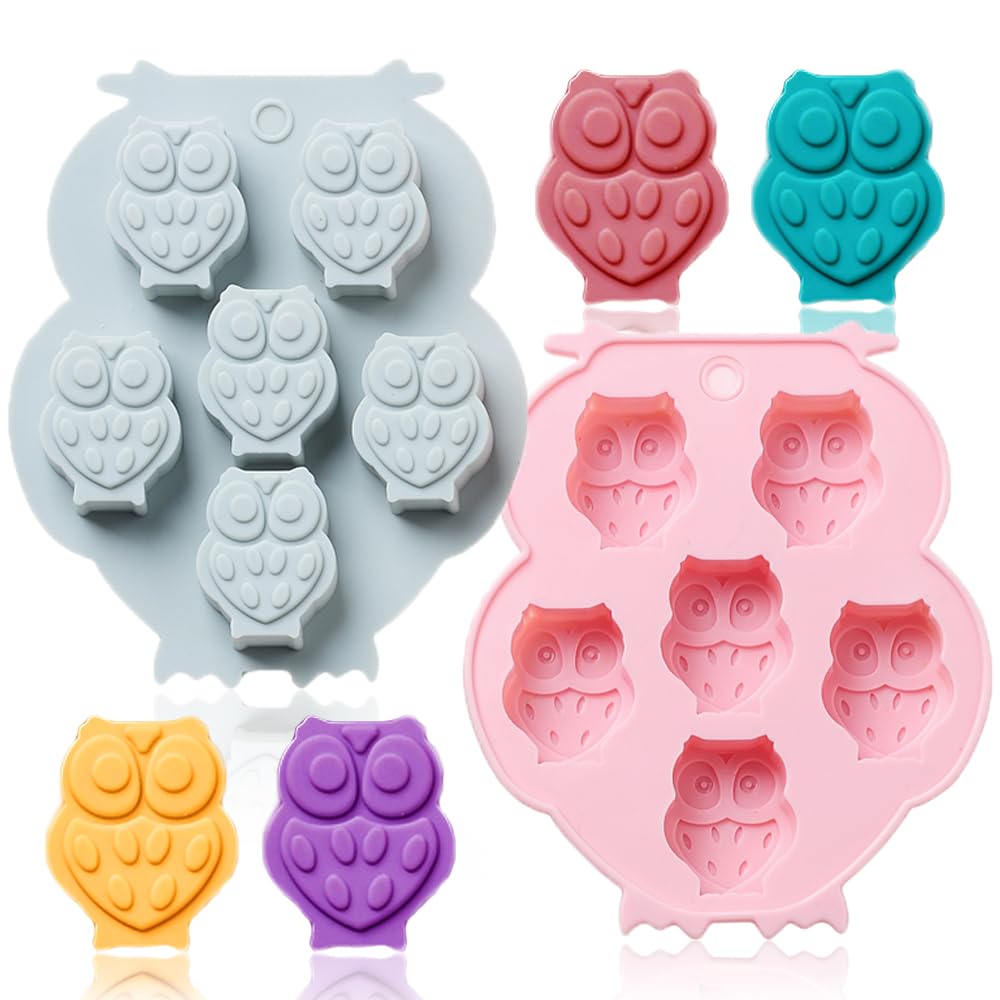 2 Pack Mini Chocolate Mold Owl Shape Silicone Mold For Candy Gummy Jello Ice Cube Crayon Melt Biscuits, Cake Decoration Soap Mol