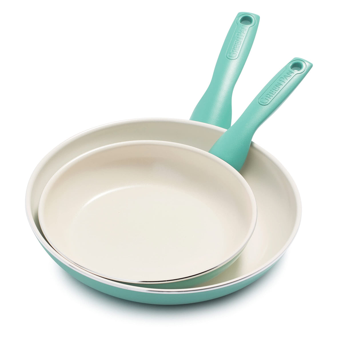 Greenpan Rio Healthy Ceramic Nonstick 8'' And 10'' Frying Pan Skillet Set, Pfas-Free, Dishwasher Safe, Turquoise