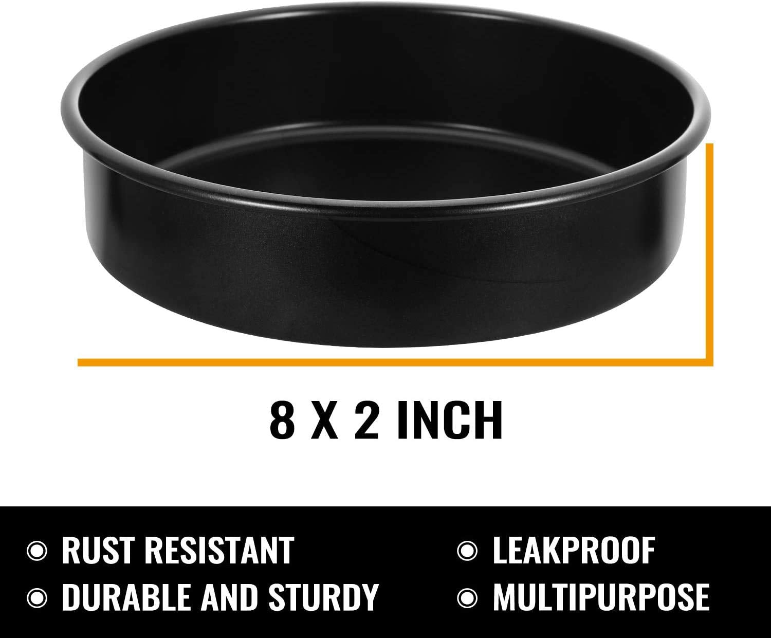 Hiware 8-Inch Round Cake Pan Set Of 3, Nonstick Baking Cake Pans With 90 Pieces Parchment Paper, Dishwasher Safe