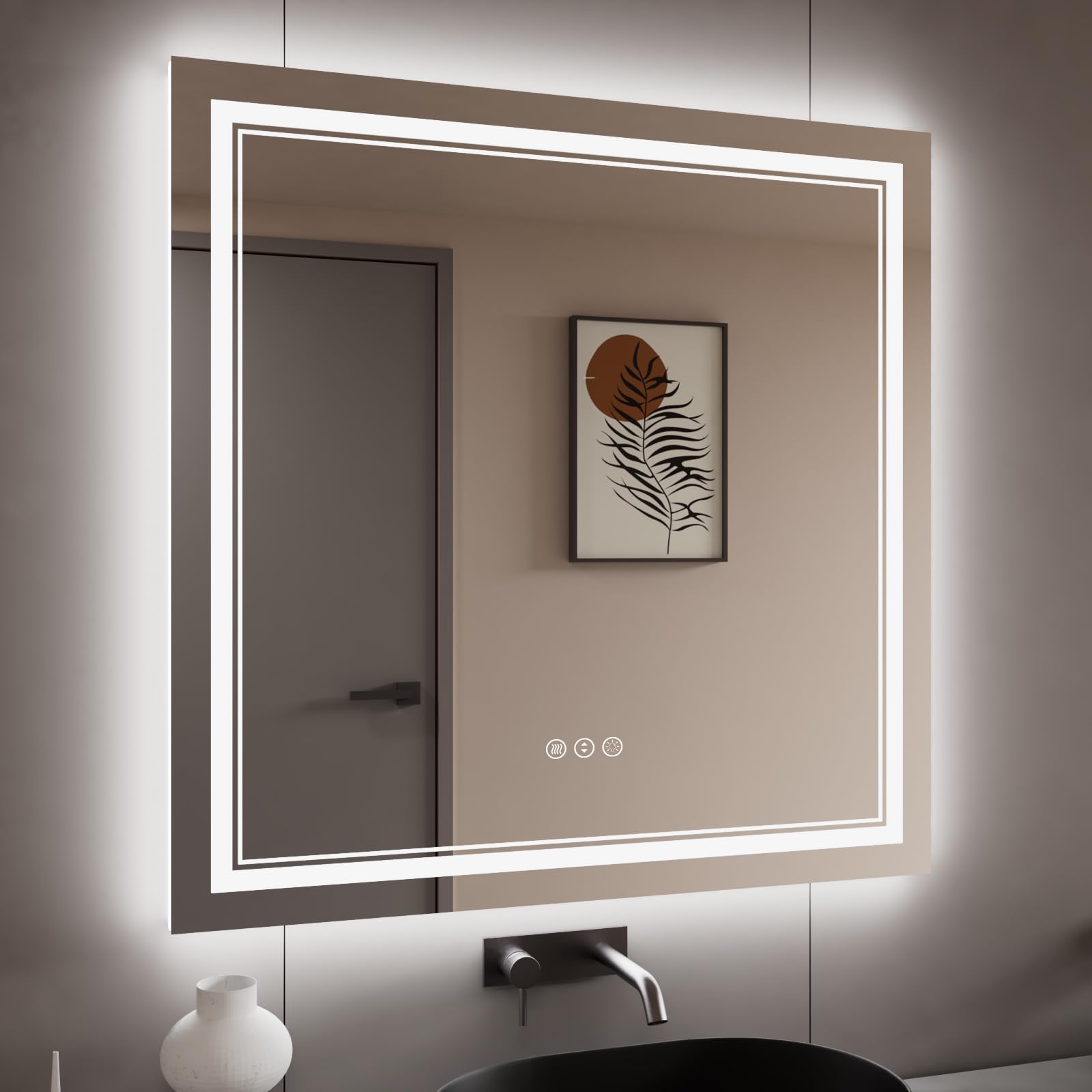 Istripmf 38X38 Inch Led Bathroom Mirror With Lights, Backlit And Front Lighted Bathroom Mirrors For Wall, Anti-Fog Dimmable Memo
