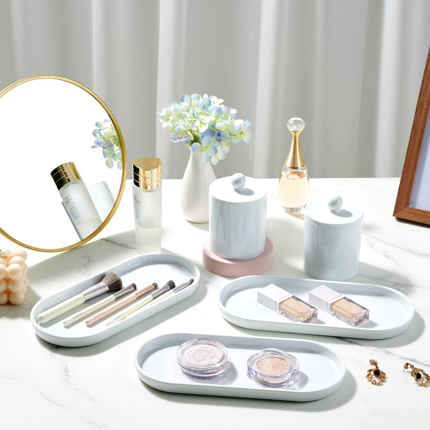 Sheechung Acrylic Vanity Tray Bathroom Storage Organizer Tray, Catchall Tray, Countertop Sink Tray Dispenser,Sturdy Holder For C
