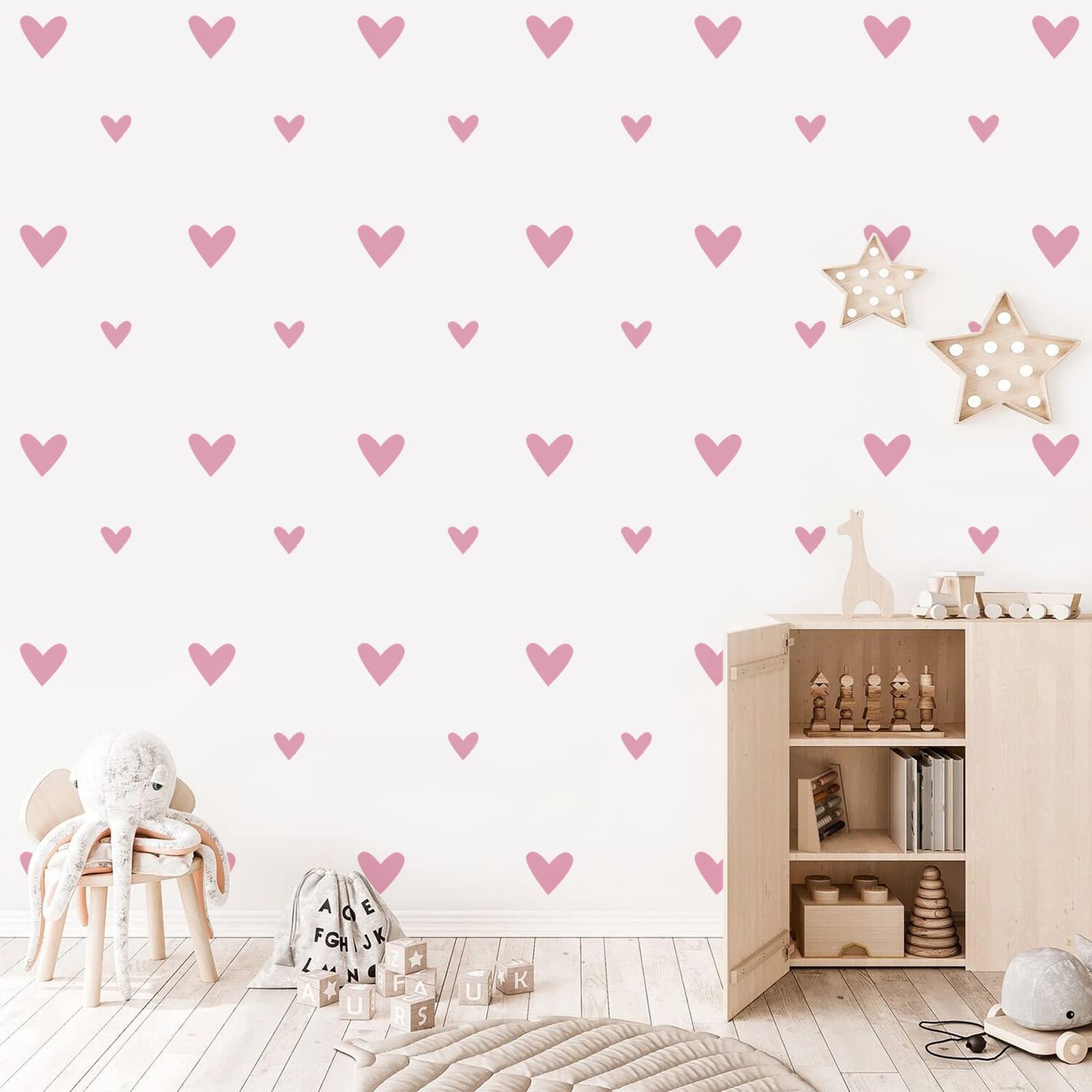 126 Pcs Loving Heart Wall Decals For Girls Bedroom Kids Room Decor Toddler Girls Room Wall Decor Boho Pink Heart Wall Stickers N