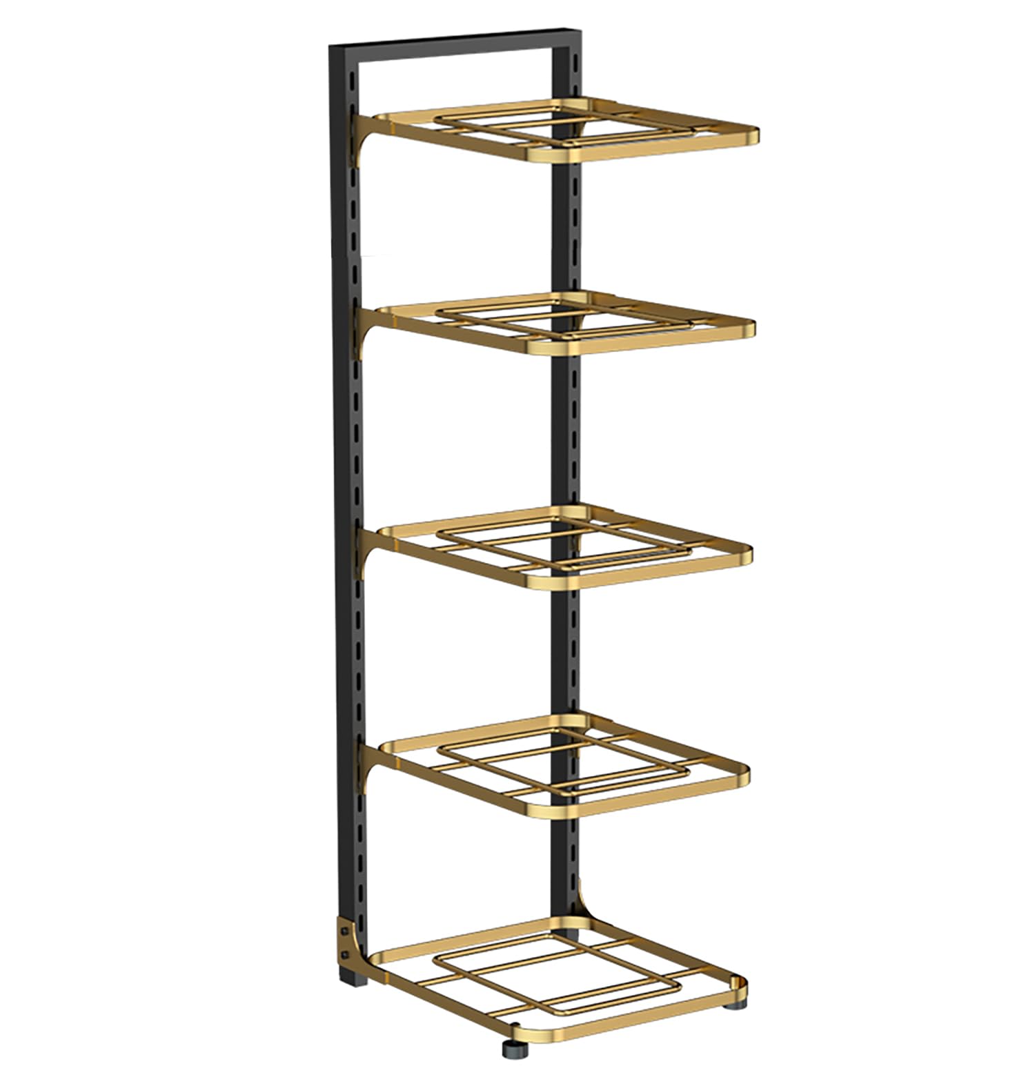 House Of Quirk Iron 5Layer Pots And Pans Organizer For Cabinet, Heavy Duty Pot Pan Rack, Tiered Shelf Height Adjustable Under S