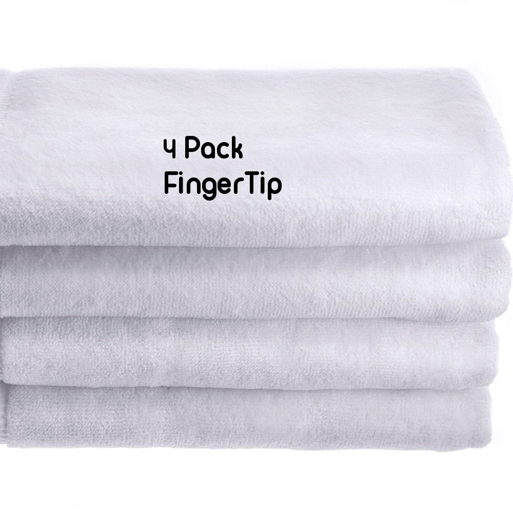 Show Car Guys 4 Pack 11'' X 18'' White Fingertip Towels 100% Cotton - Terry-Velour