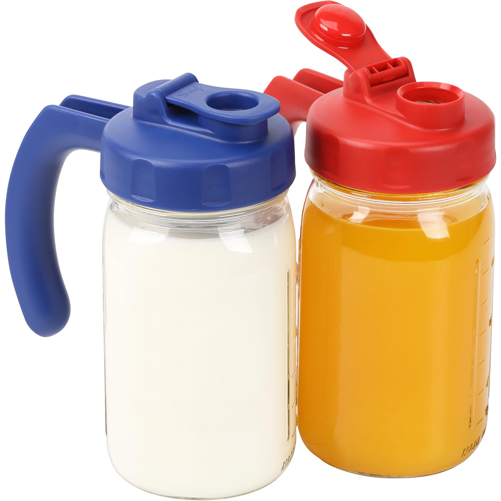 2 Pack Wide Mouth Mason Jar Lids With Handle, Airtight & Leak-Proof Seal, Easy Pouring Spout, Turns Your Mason Jar Into Pitcher,