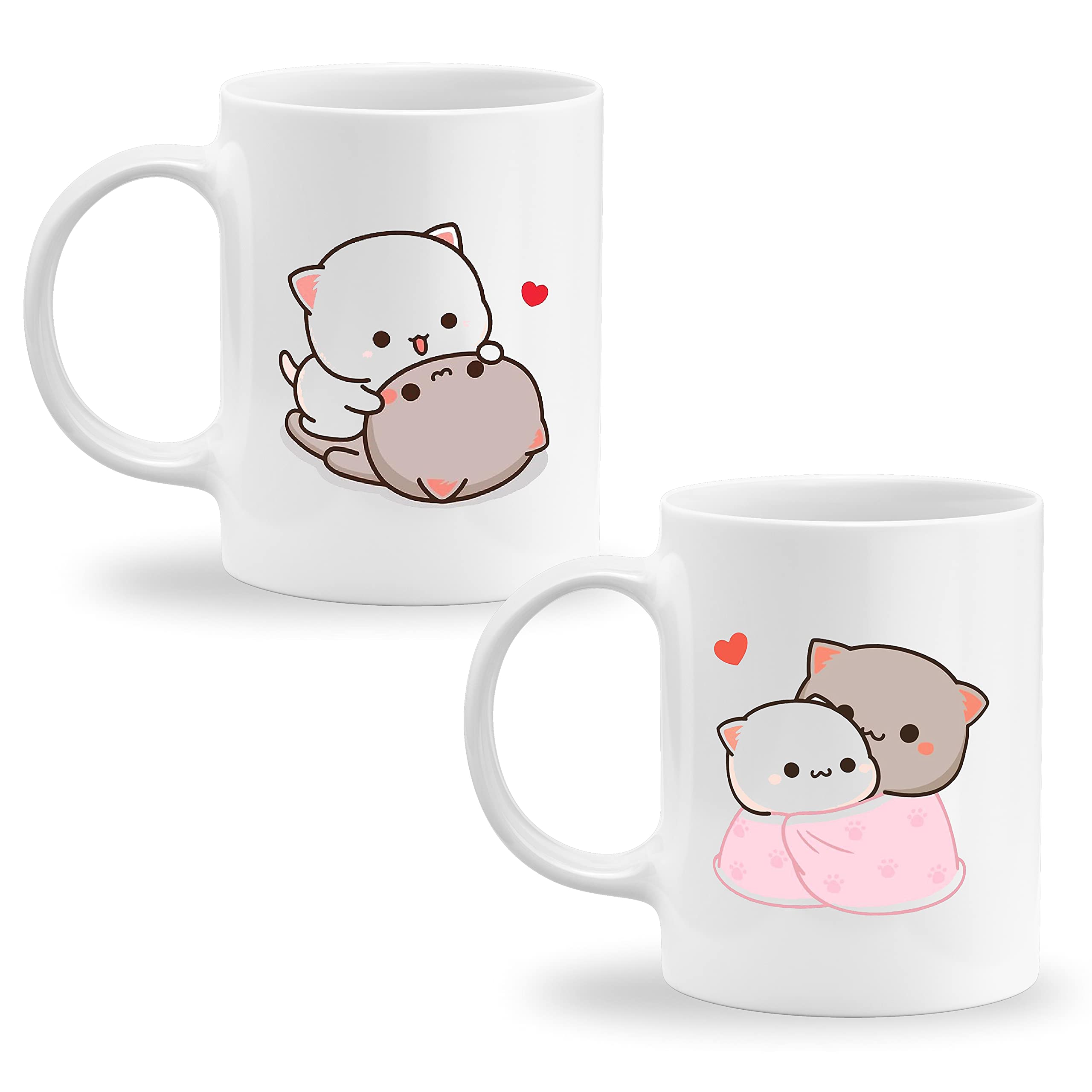 Giftkarde Goma & Peach Bear Printed Couple Coffee Mugs Brand Set Of 2 Ceramic 11Oz 325Ml Cup || Love Gift For Girlfriend/Boyfrie