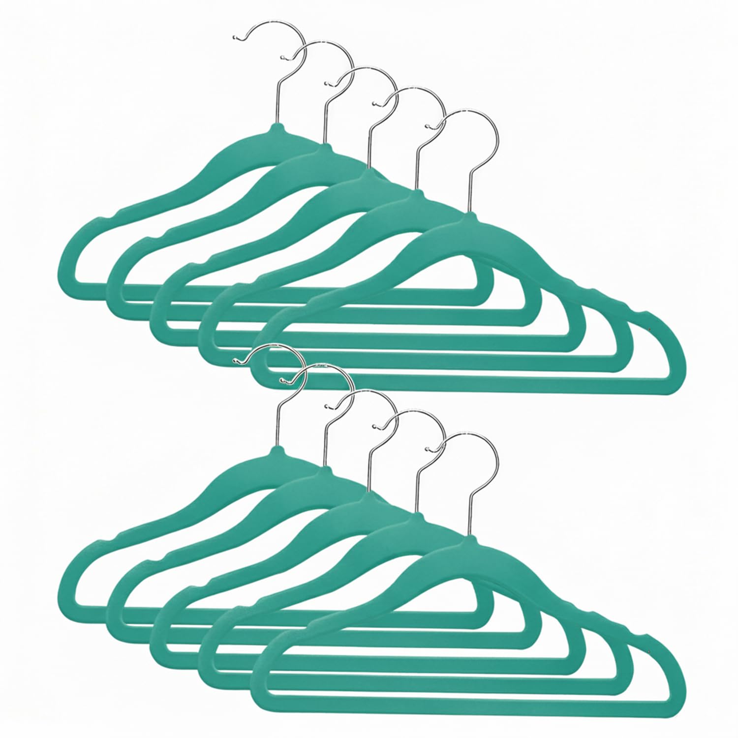 Amazon Basics Kids Velvet Hangers  Dark Green, Notched Design, Coated Surface, Lightweight And Slim, 1.5 Kg Capacity, Pack Of 5