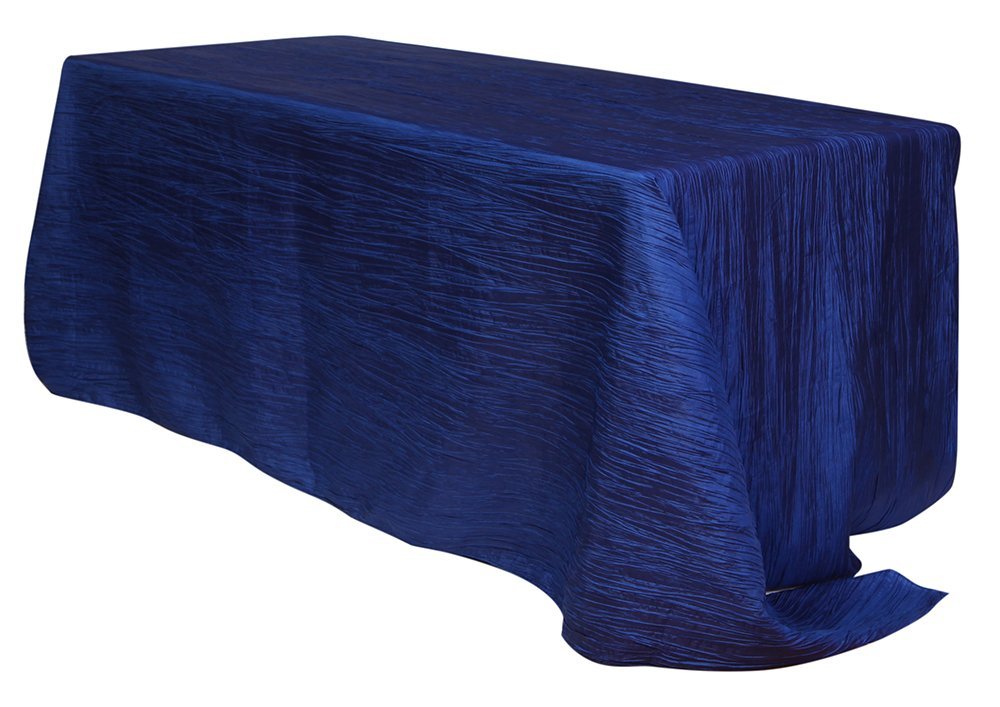 Your Chair Covers - 90 X 156 Inch Rectangular Crinkle Taffeta Tablecloth - Navy Blue, Rectangle Table Linens For 8 Ft Rectangula