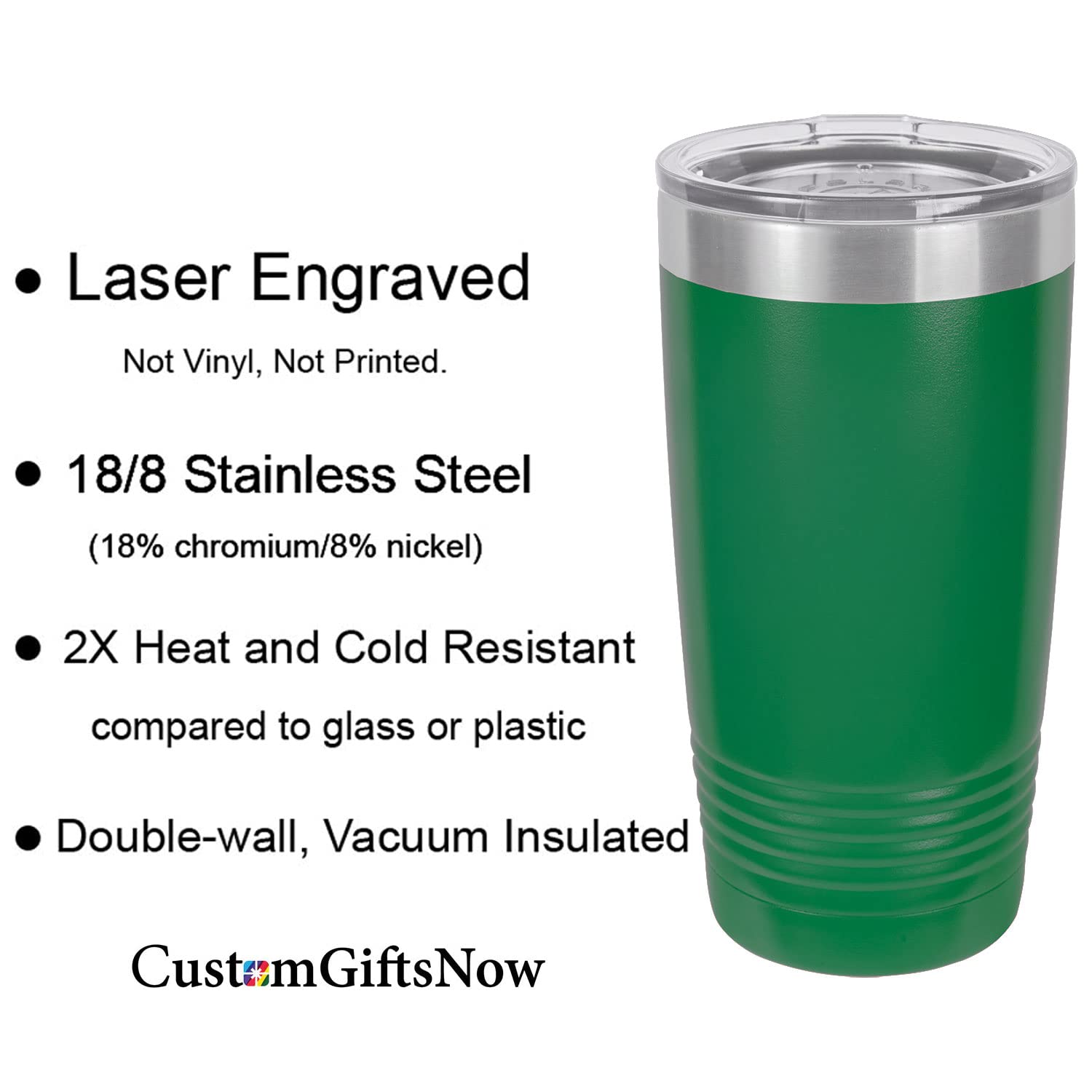 Stethoscope Nurse Personalized Add Your Custom Text Insulated Tumbler 20 Oz Travel Coffee Mug Customizable (Green)