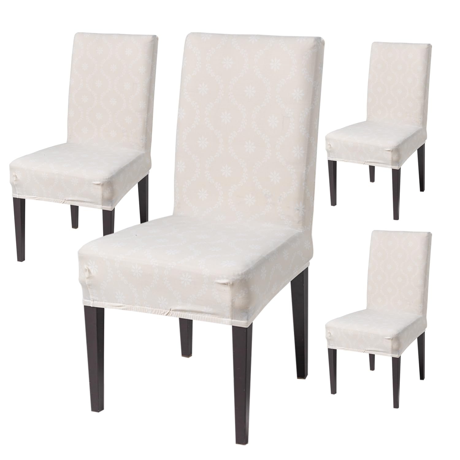 House Of Quirk Elastic Chair Cover Stretch Removable Washable Short Dining Chair Cover Protector Seat Slipcover (Pack Of 4, Dark