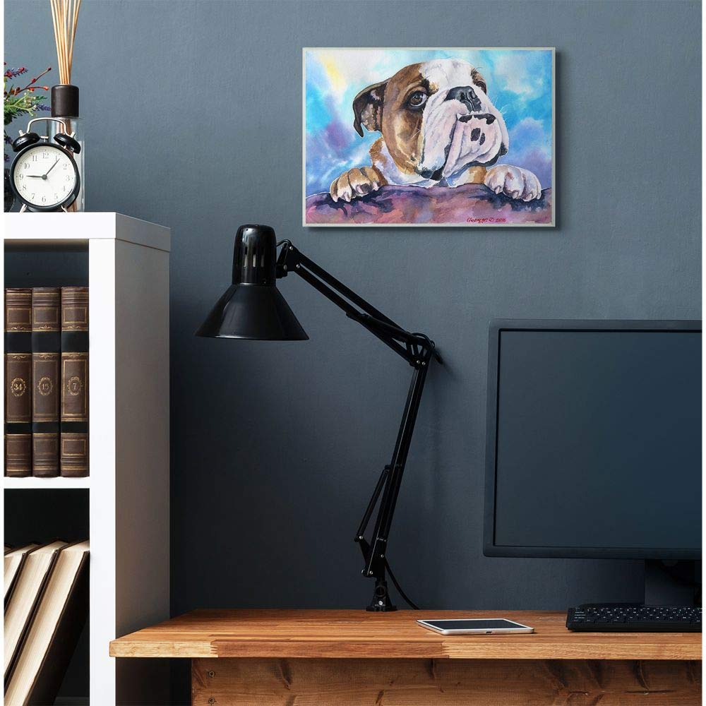 Stupell Industries English Bulldog Dog Pet Animal Watercolor Painting Wall Plaque, 13 X 19, Design By Artist George Dyachenko