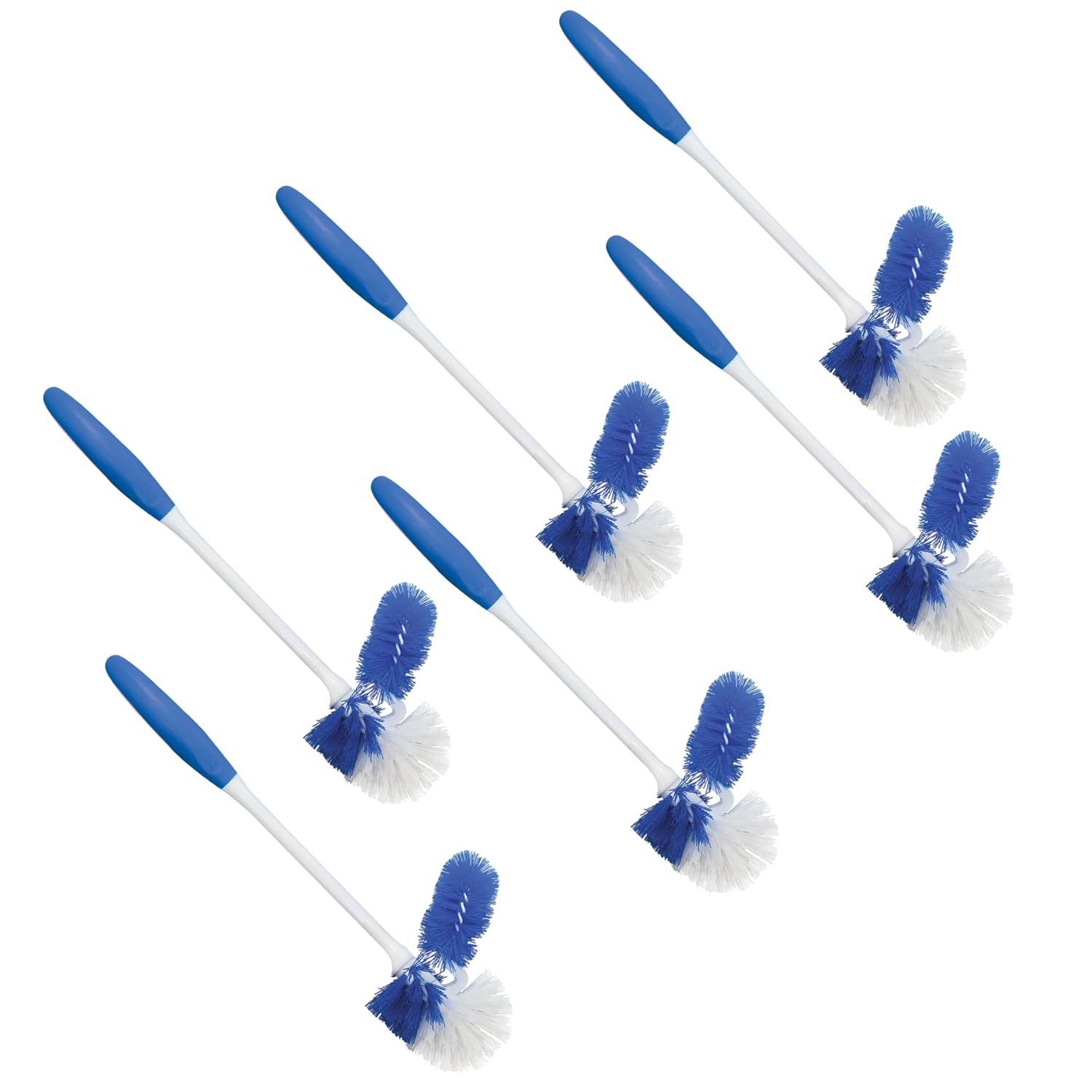 LOLA Classic Toilet Brush w/Under-The-Rim Scrubber, 6 Pack, Deep Cleans The Entire Toilet Bowl, Non-Slip Handle w/Rubber Comfort