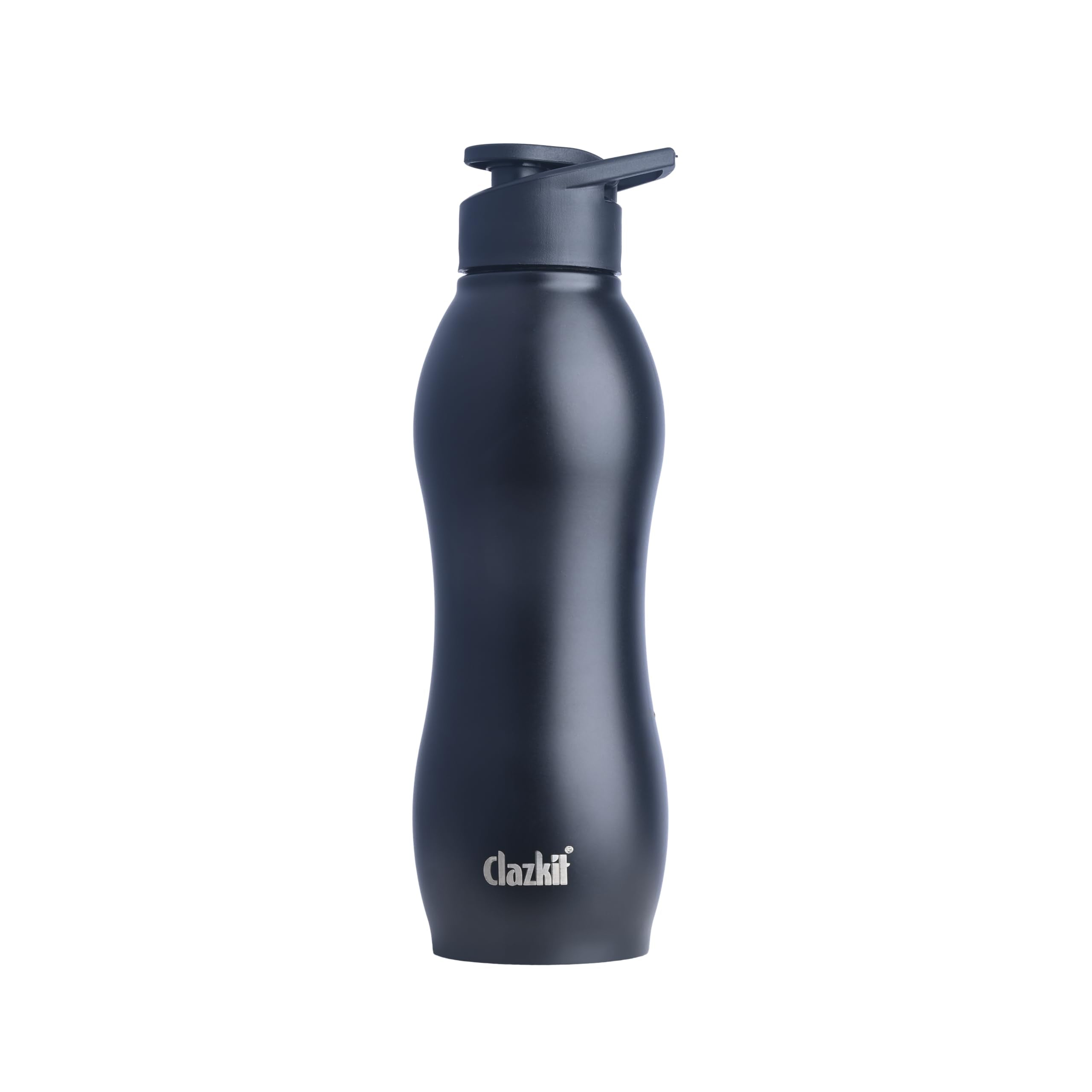 Clazkit Platina Stainless Steel Black Matte Finish Water Bottle Set Of 2 |Isi Certified | Leakproof, Rust-Free, Bpa-Free, Durabl