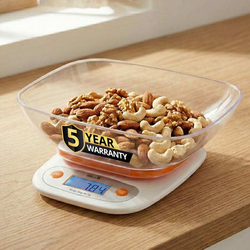 Ibell Digital Kitchen Weighing Scale For Health, Lcd Display, High Precision Sensors, Tare Function, Up To 5Kg, Portable Food We
