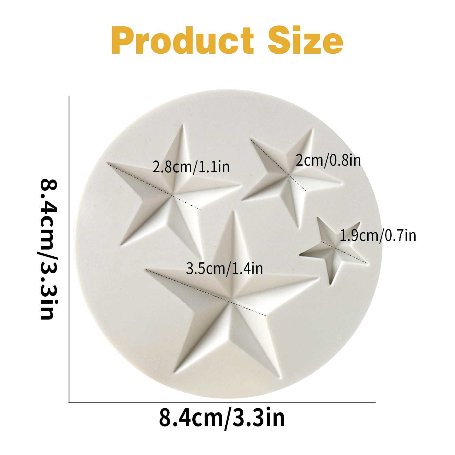 Star Silicone Fondant Mold Chocolate Mold For Sugarcraft, Candy Mold, Cupcake Topper, Polymer Clay,Crafting Projects-Small