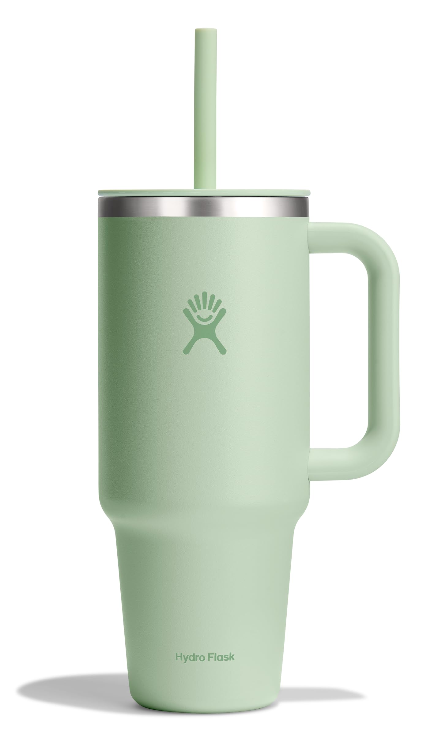 Hydro Flask Travel Tumbler with Handle, Lid and Straw - Insulated Stainless Steel in 40 Oz Aloe Green