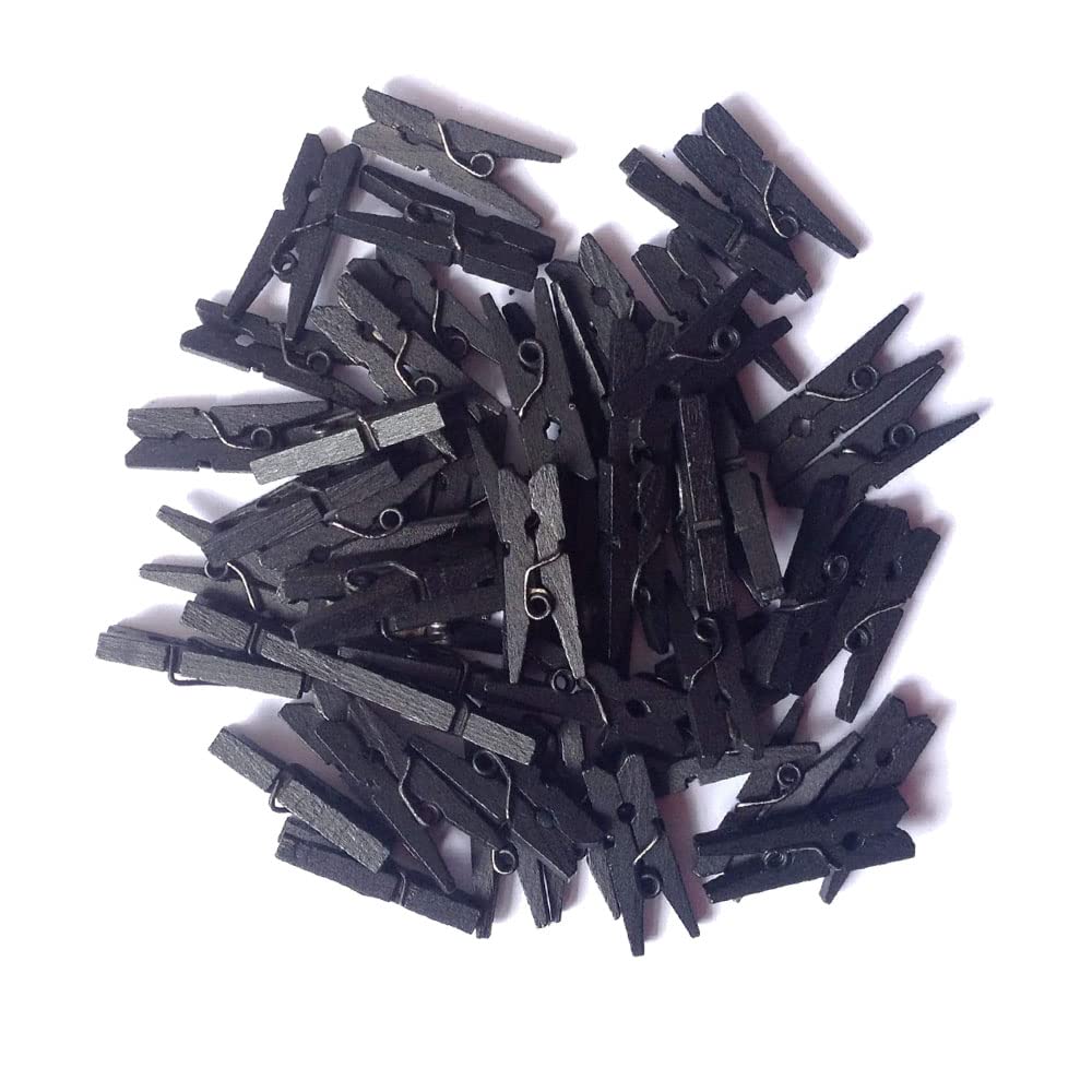 Gca Diy Wooden Pins For Scrapbooking Wood Crafts, Mini Clothespins 100 Per Pack 1'' Black