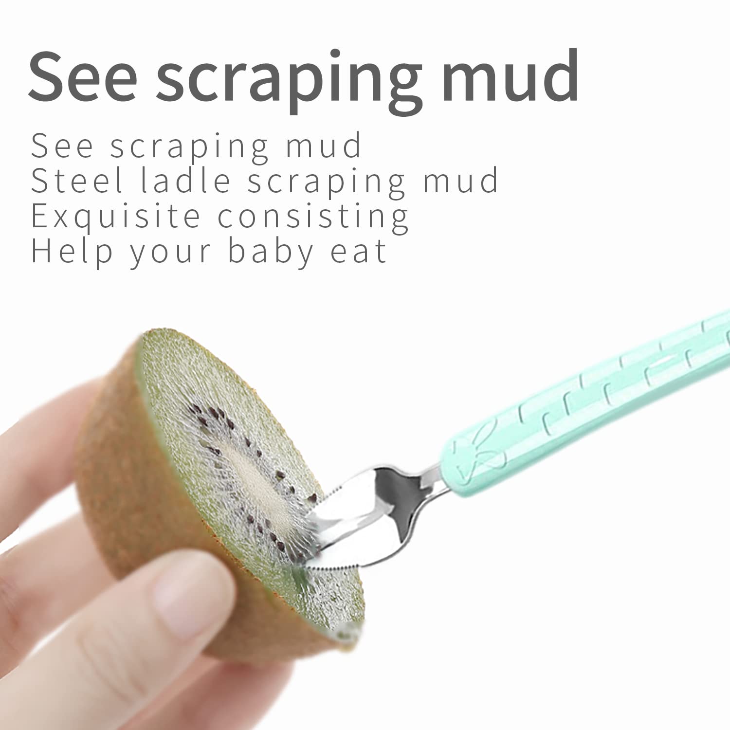 Double Head Baby Silicone Food Spoon (Green), Baby Fruit Scraping Mud Spoon, Feeding Spoons Training Spoon For Infants, Baby Led