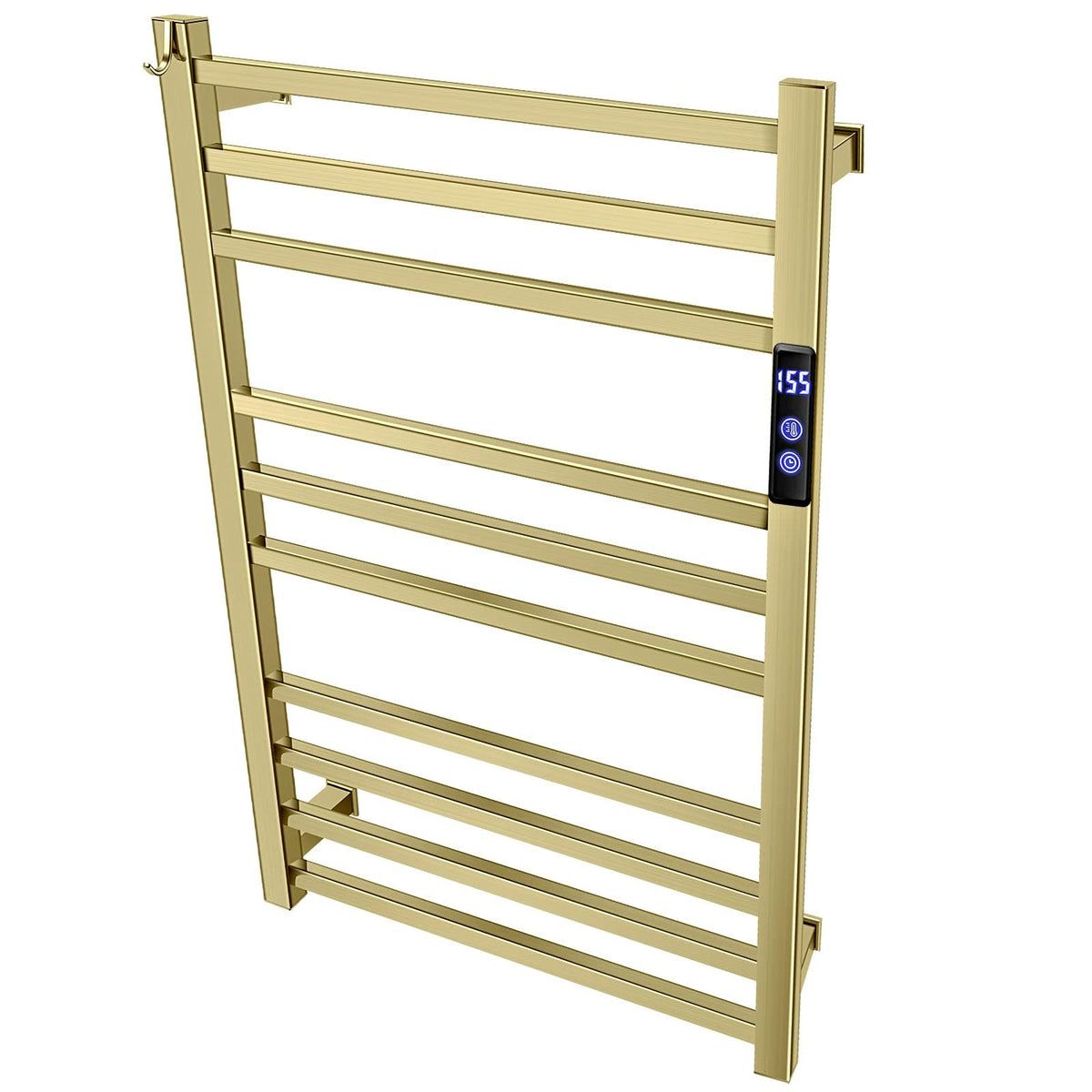 Xbvv Towel Warmer Rack For Bathroom With Timer/Fahrenheit Temperature Control Wall Mounted Electric Heated 10 Bar Rail Plug-In O