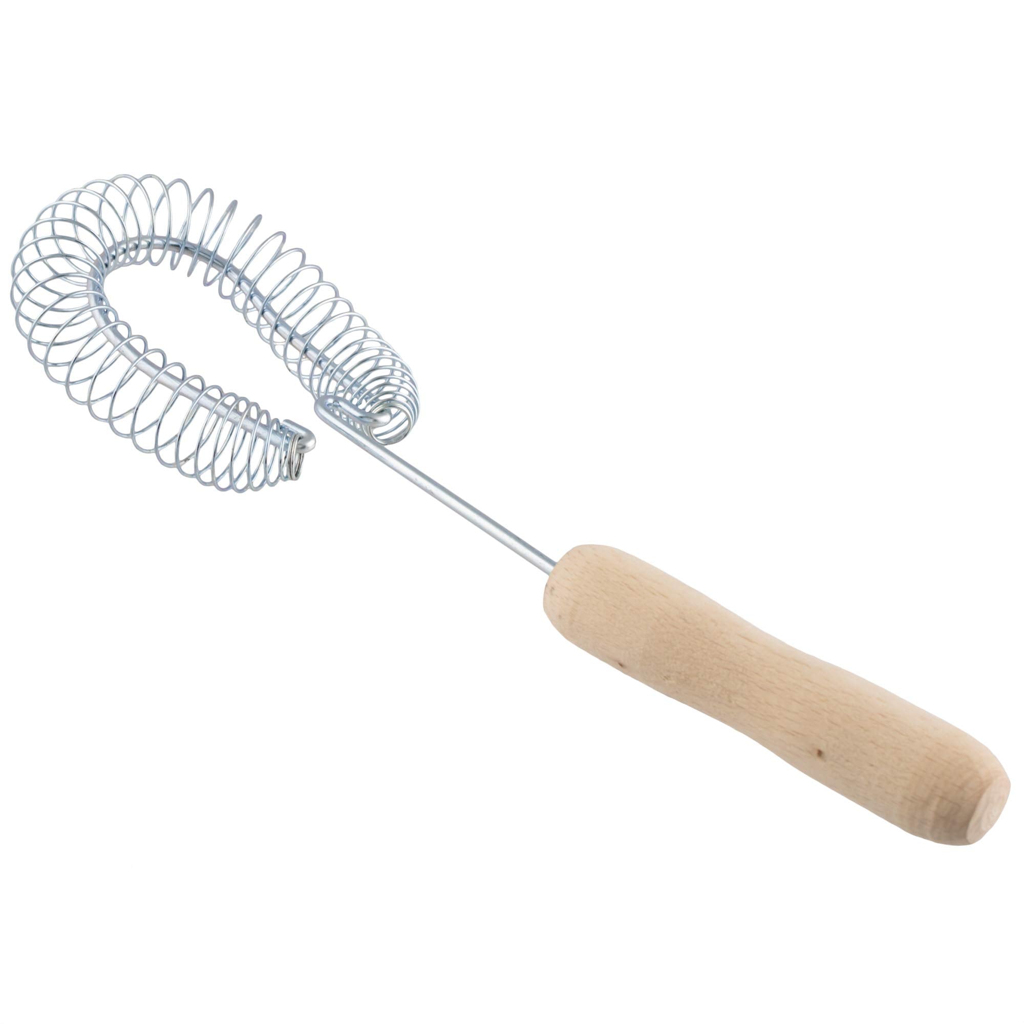 Stainless Steel Spiral Wire Whisk - Heavy Duty Coil Sauce & Gravy Whipper - Wooden Handheld Egg Whisks