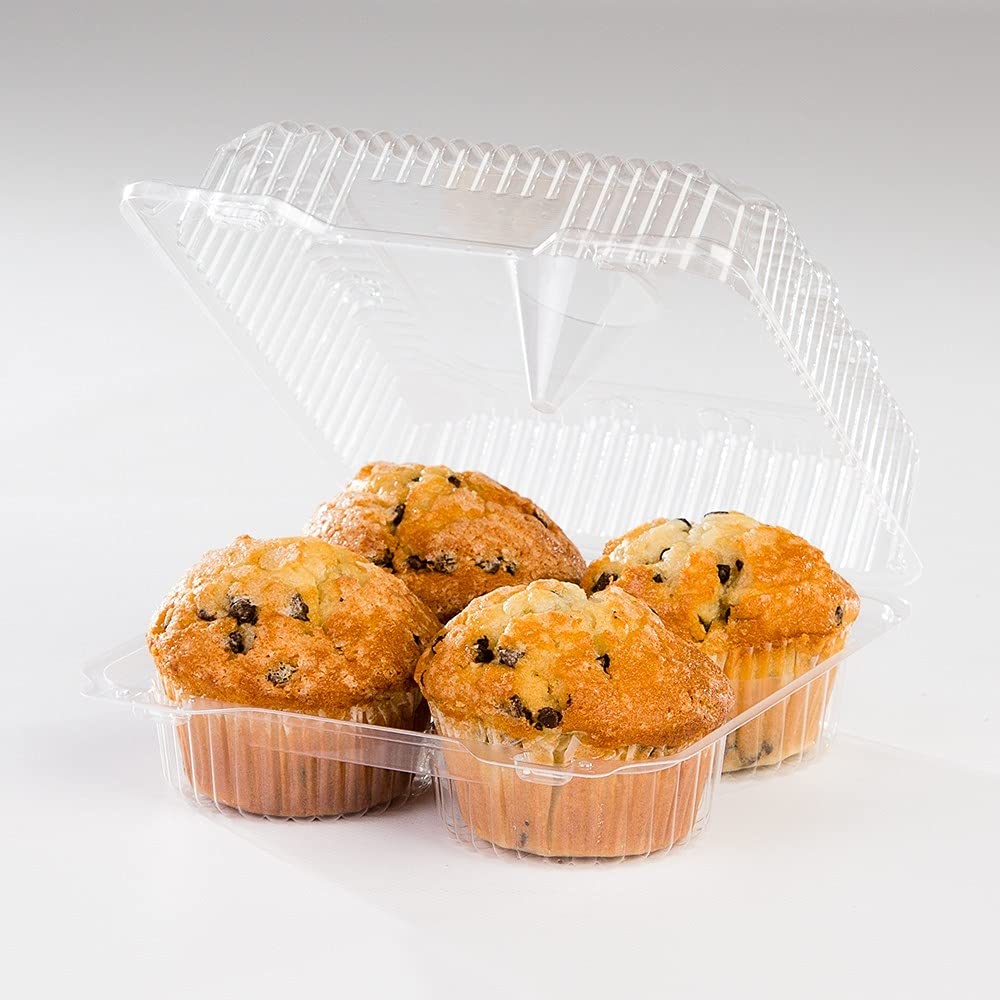 Decony Clear Jumbo Cupcake Giant Muffin Container Boxes Disposable Plastic Boxes Holds 4 Jumbo Cupcake Muffins Each - 11 Boxes