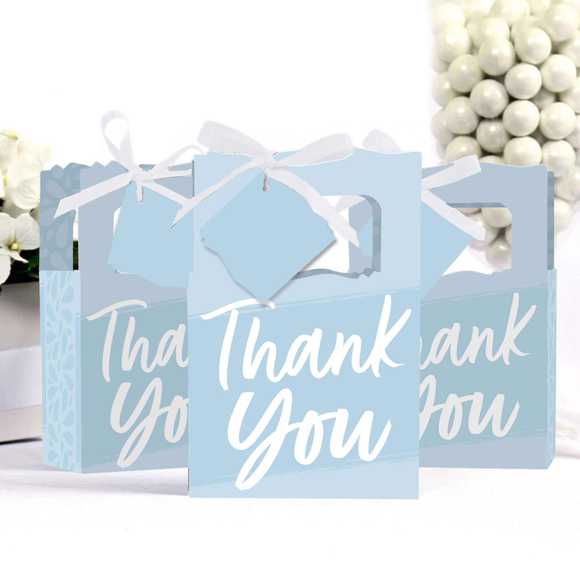 Big Dot Of Happiness Dusty Blue Elegantly Simple - Guest Party Favor Boxes - Set Of 12