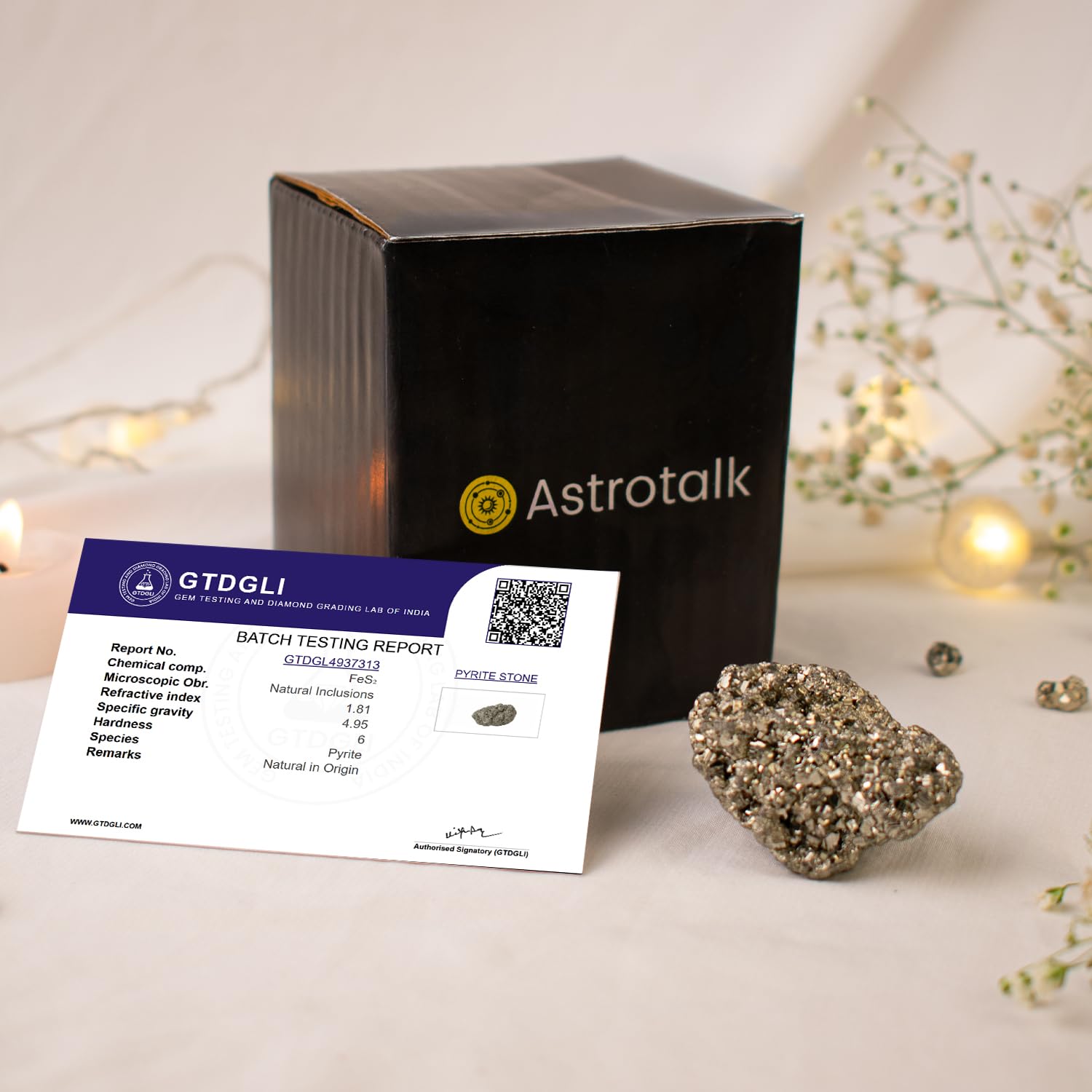 Astrotalk Raw Pyrite Stone Original | 100% Natural Pyrite Stone for Wealth & Prosperity | Energized by Top Astrologers | Financial Growth, Confidence & Success | Vastu Items for Home (50–75g)