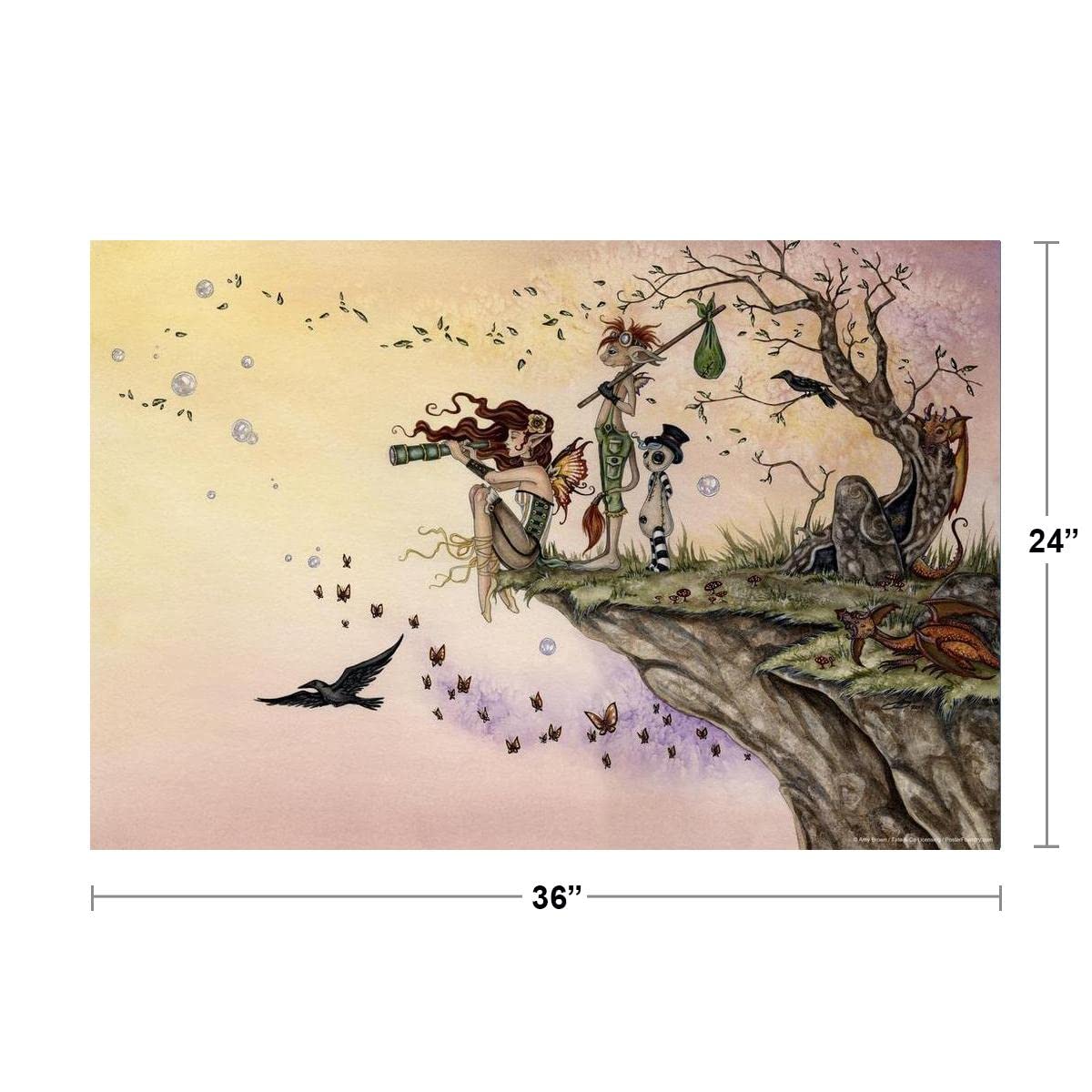 Where The Wind Takes You Fairy Elf Travelers By Amy Brown Fantasy Poster Nature Magical Cool Wall Art Print Poster 36X24