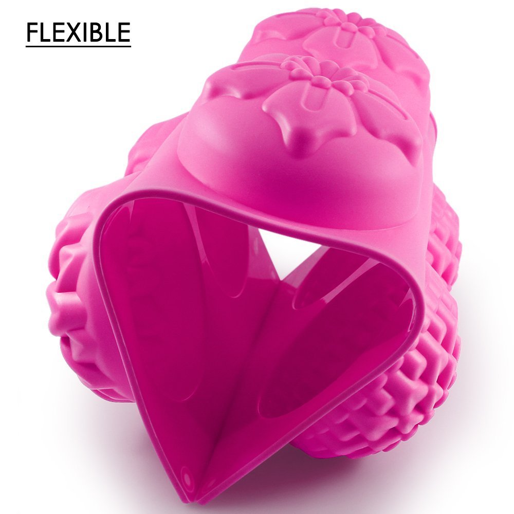 6-Cavity Silicone Flower Shape Cake Molds, Senhai 3 Packs Fondant Shape Decorating Ice Cube Trays For Homemade Cake Chocolate Cu