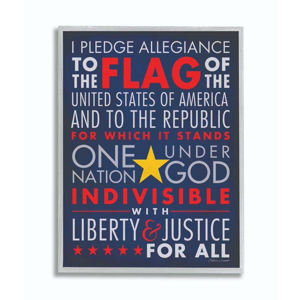 Stupell Industries The Pledge of Allegiance Textual Grey Framed Wall Art, 11 x 14, Design by Artist Stephanie Workman Marrott