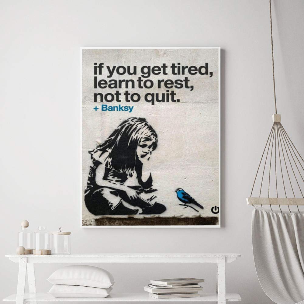 Banksy Graffiti Wall Art If You Get Tired Learn To Rest Not To Quit    Street Art Prints Girl Poster Modular Wall Art Canvas Pai