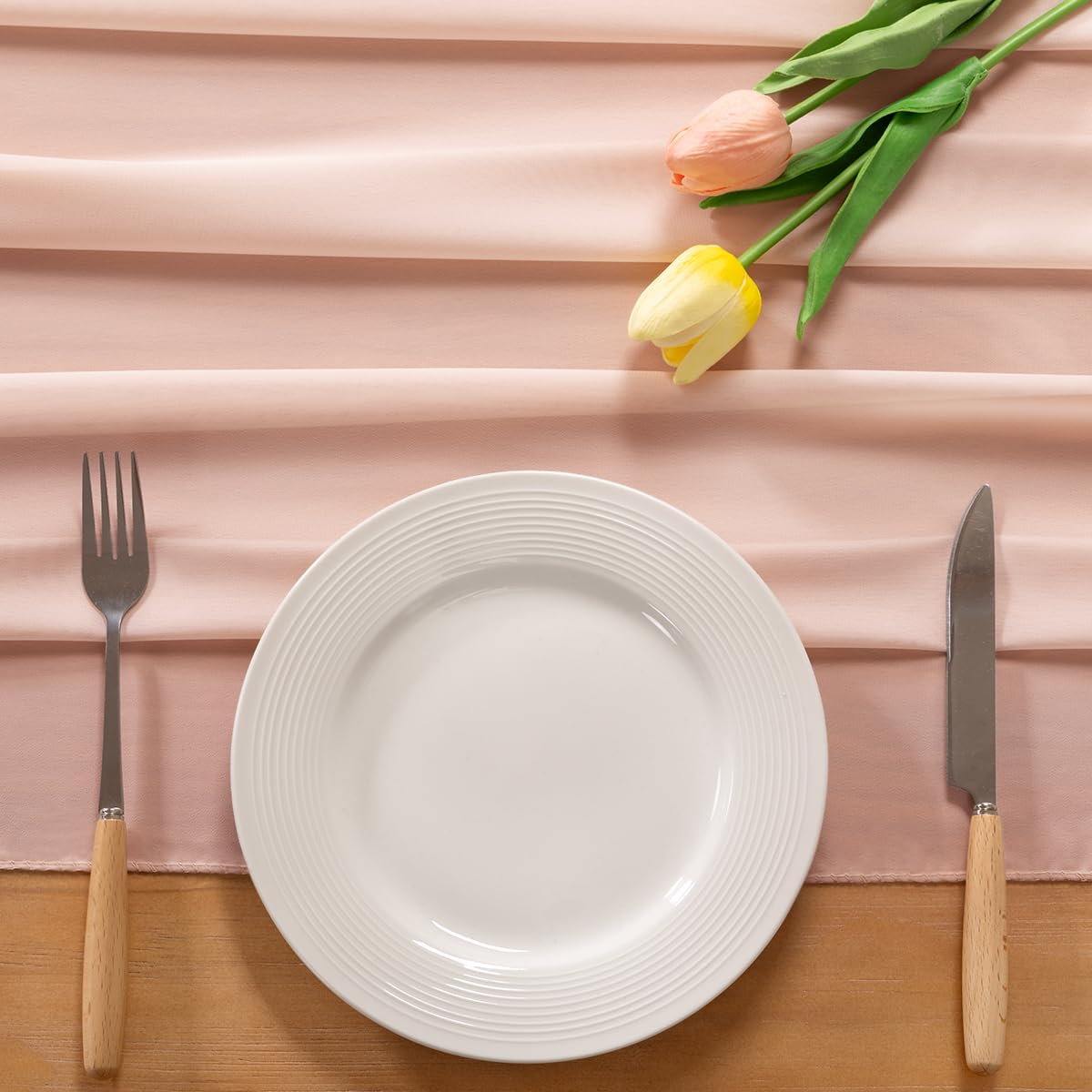 Socomi Peach Pink Chiffon Table Runner Fall Thanksgiving Boho Rustic 14ft 29x170 Inches Wedding Runner Sheer Romantic Bridal Sho