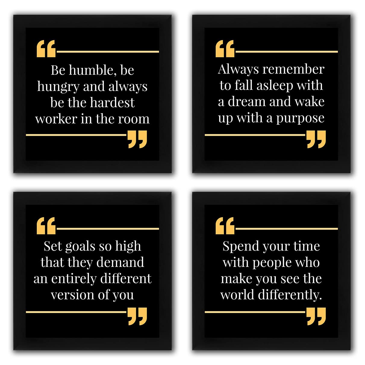 Interio Crafts Set of Motivational Quotes Framed Poster Office and Home Wall Decor, Set Of 4 Inspirational Quotes Posters, Frame