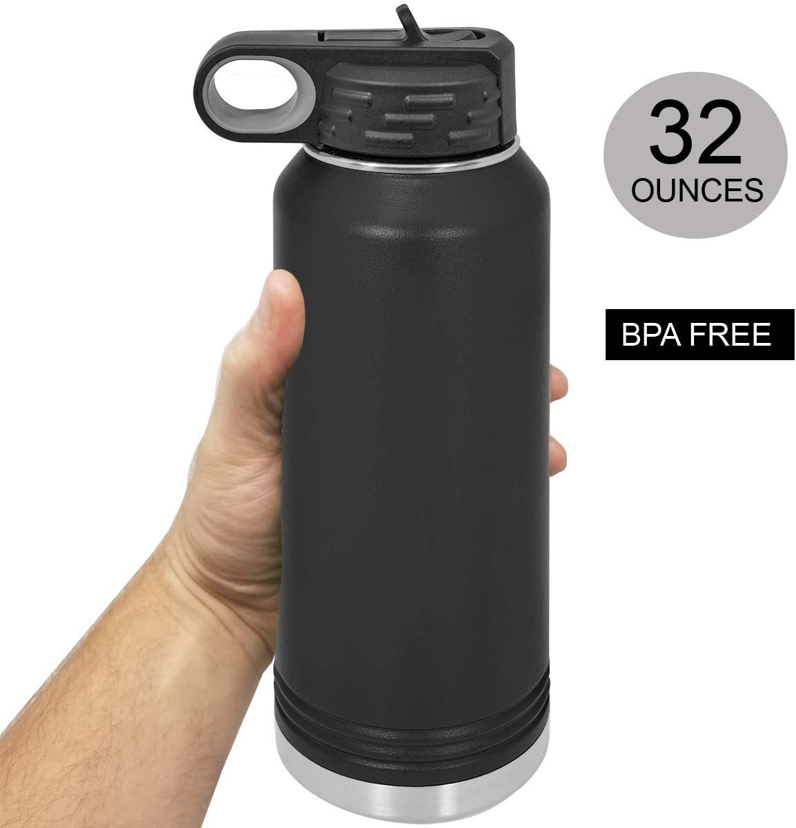 Groom And Bride - 32-Ounce Engraved Double Wall Insulated Stainless Steel Sports Matching Water Bottles With Flip Top Lid, Straw