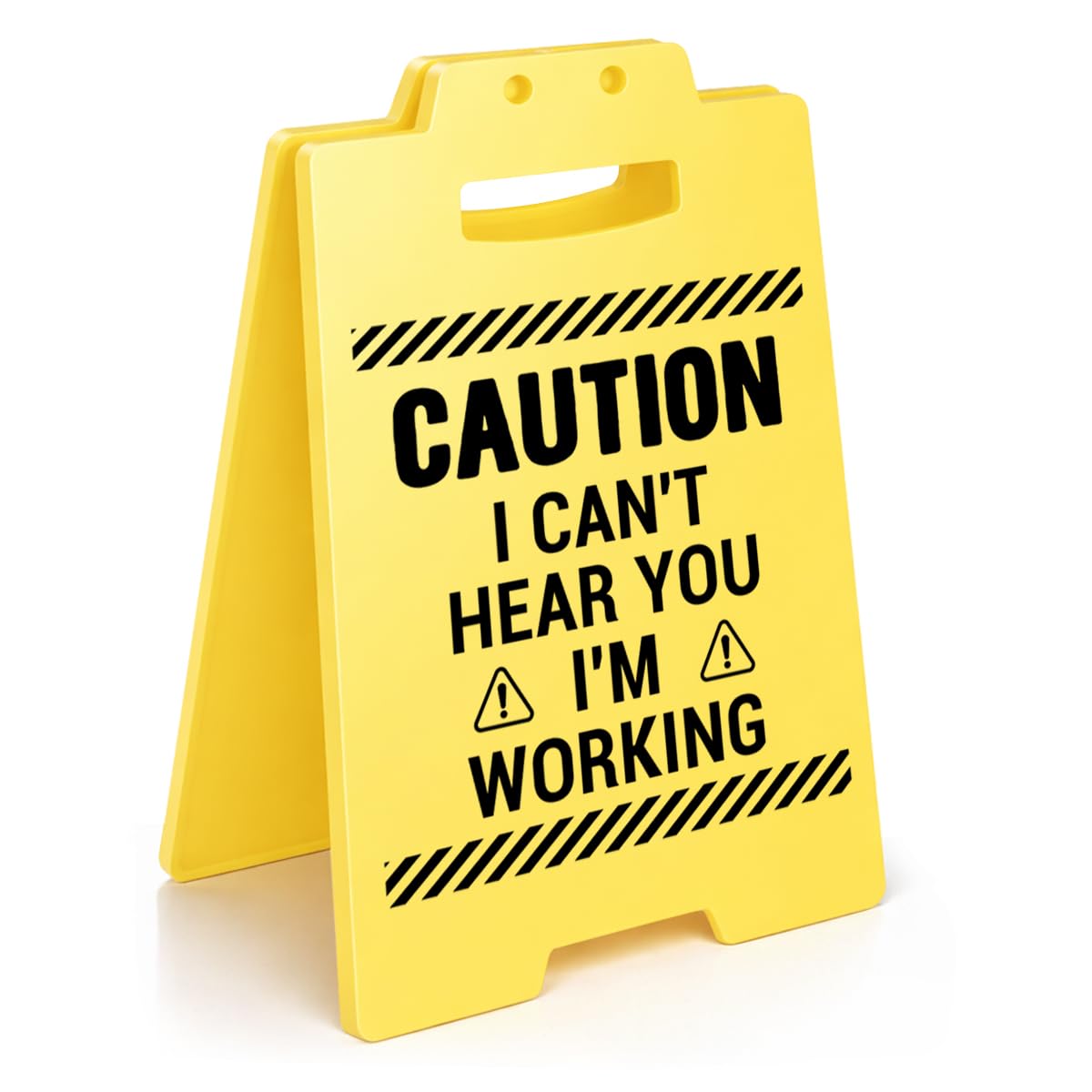 Funny Office Desk Decor Sign - Caution I Cant Hear You Im Working Sign Cubicle Decor - Fun Gag Gifts for Coworkers Colleagues 