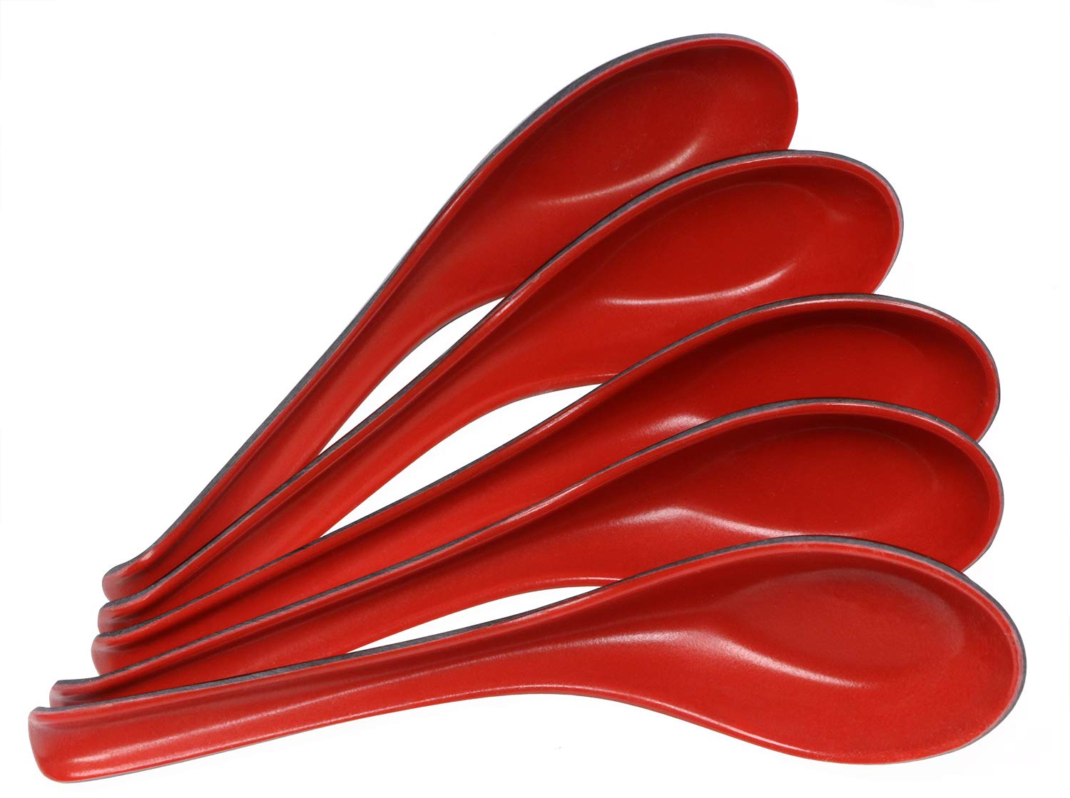 Mini Skater Set Of 5 Ramen Noodle Soup Spoon With Long Handle Red Black Vintage Large Spoons For Restaurants Home Hotel Food Sho