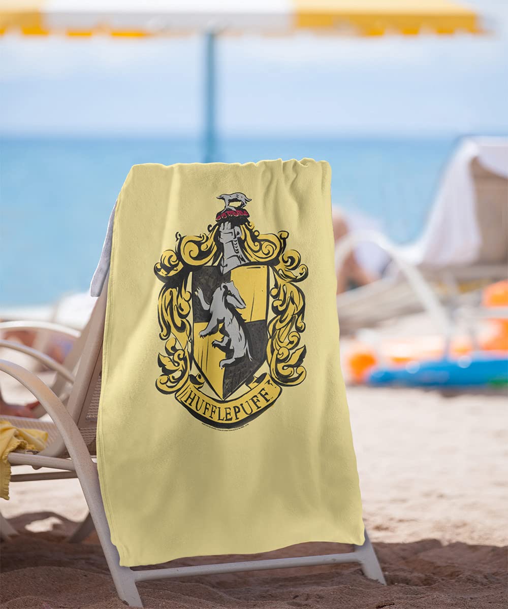 Logovision Harry Potter Drawn Hufflepuff Crest Officially Licensed Beach Towel 30'' X 60''
