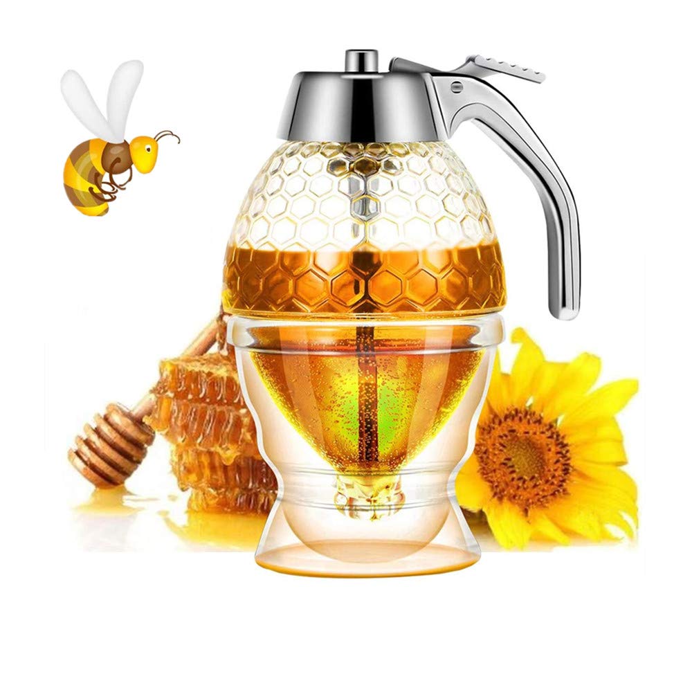 Xiyuan Honey Dispenser, Syrup Dispenser, Beautiful Honeycomb Honey Jar, Honey Jar With Stand